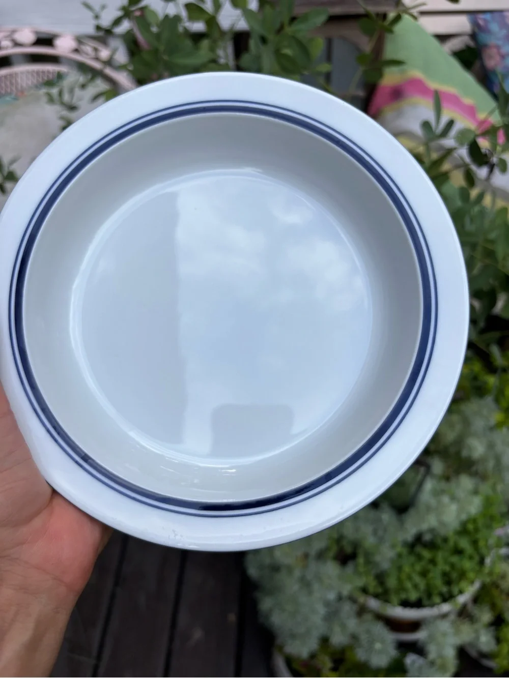 Christianshavn Blue collection by Dansk White Rim Soup Bowl With Navy Trim
